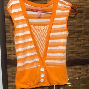 Orange and white sleeveless top